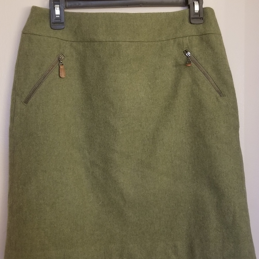 Size 4 Army Green Wool Talbots Skirt